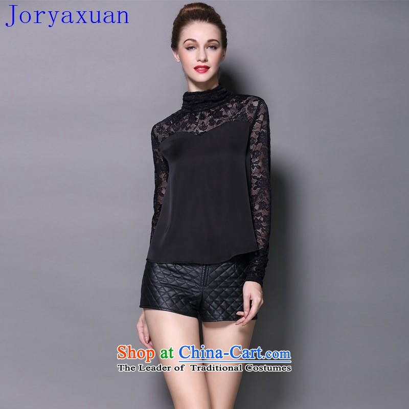 Deloitte Touche Tohmatsu trade shop in Europe at the autumn 2015 stylish new long-sleeved autumn replacing forming the new shirt long-sleeved shirt with lace female gauze t black , L, Zhou Xuan Ya (joryaxuan) , , , shopping on the Internet
