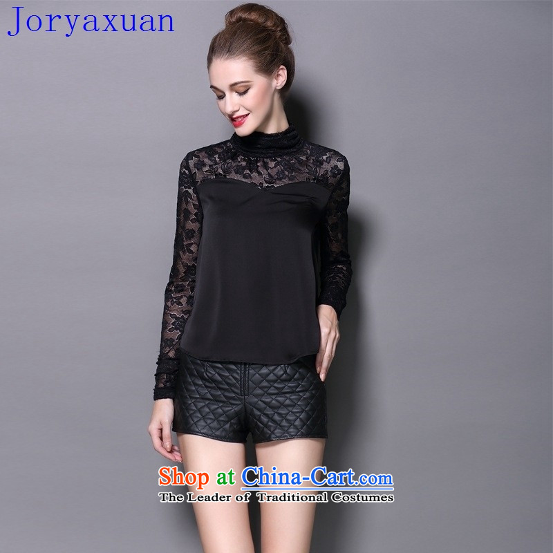Deloitte Touche Tohmatsu trade shop in Europe at the autumn 2015 stylish new long-sleeved autumn replacing forming the new shirt long-sleeved shirt with lace female gauze t black , L, Zhou Xuan Ya (joryaxuan) , , , shopping on the Internet