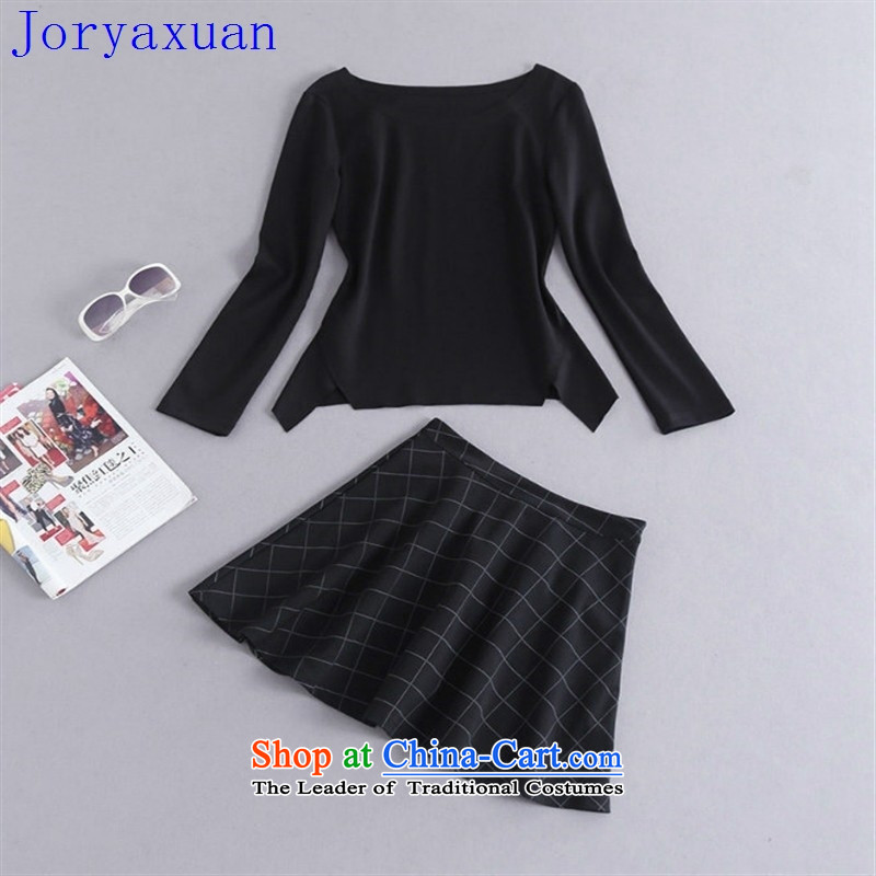 Fine Shops 2015 Autumn Deloitte Touche Tohmatsu, load the new Europe and the fall of women's stylish and classy pure color is not rule shirt + plaid half skirt kit 9 figure , L, Zhou Xuan Ya (joryaxuan) , , , shopping on the Internet