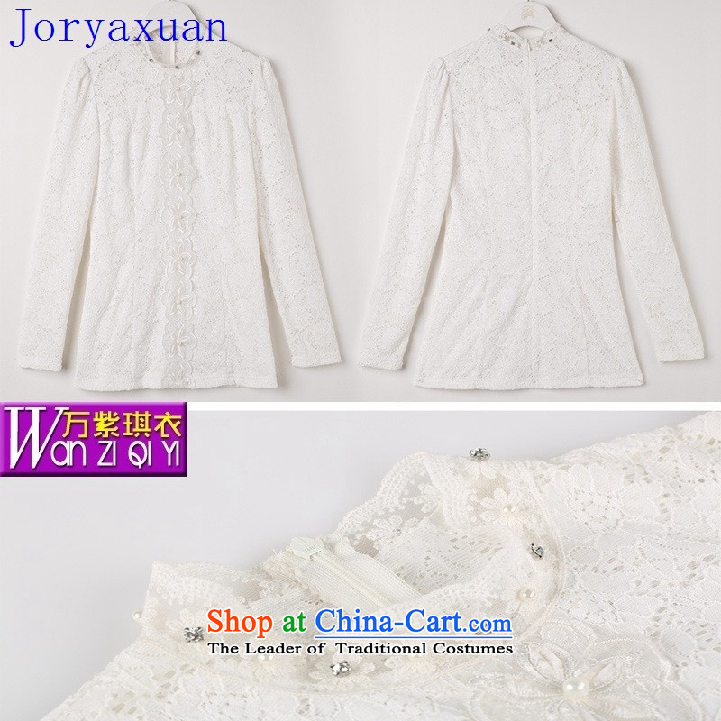 Deloitte Touche Tohmatsu trade shop in Europe at the autumn 2015 Autumn new European and American women wear shirts lace manually set the Pearl River Delta engraving lace white T-shirt , L, Zhou Xuan Ya (joryaxuan) , , , shopping on the Internet