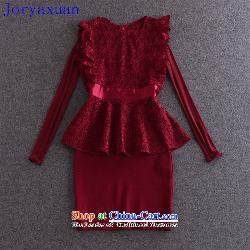 Deloitte Touche Tohmatsu Trade Shop Boxed autumn 2015 Autumn) New elegant sexy lace foutune i should be grateful if you would have tank top + long-sleeved dresses second piece Y30 wine red M Cheuk-yan xuan ya (joryaxuan) , , , shopping on the Internet
