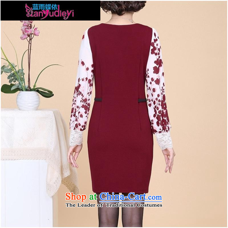 September Girl Store * 2015 Autumn new dress) elderly ladies casual long-sleeved XL MOM pack dresses black , L, blue rain butterfly according to , , , shopping on the Internet
