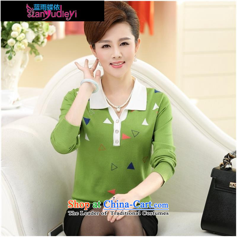 September Girl Store * Apparel Pack new autumn 2015 mother boxed long-sleeved in loose older lady knitted shirts shirt larger lapel forming the Netherlands Blue M Blue rain butterfly according to , , , shopping on the Internet