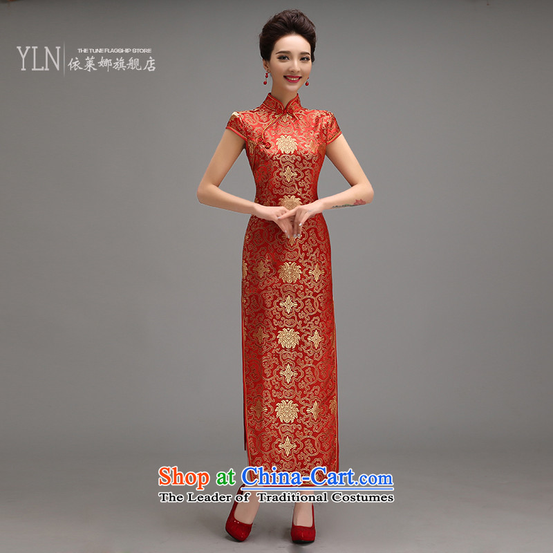 Toasting champagne qipao service wedding dress the new bride Wedding 2015 Long improved retro-day spring and summer Sau San RED M, in accordance with the Lena (YILAINA) , , , shopping on the Internet