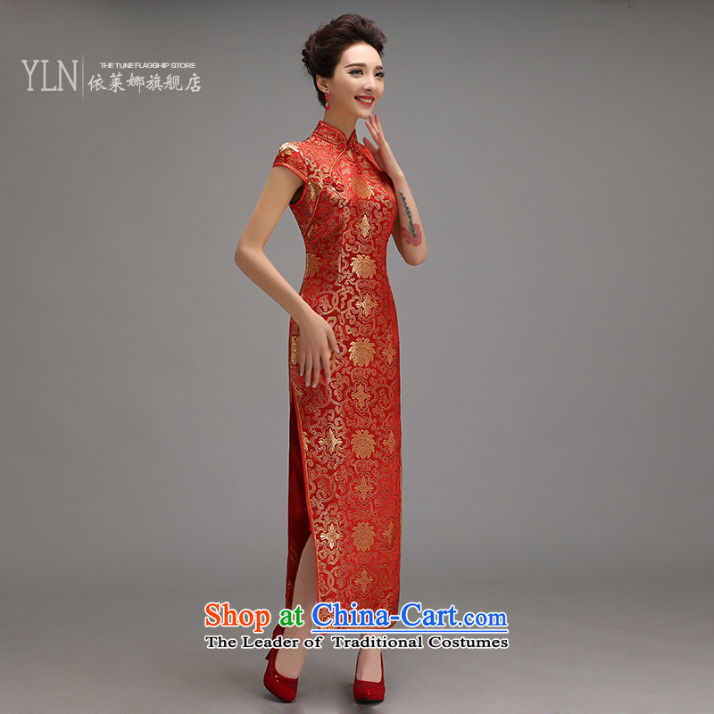 Toasting champagne qipao service wedding dress the new bride Wedding 2015 Long improved retro-day spring and summer Sau San RED M, in accordance with the Lena (YILAINA) , , , shopping on the Internet