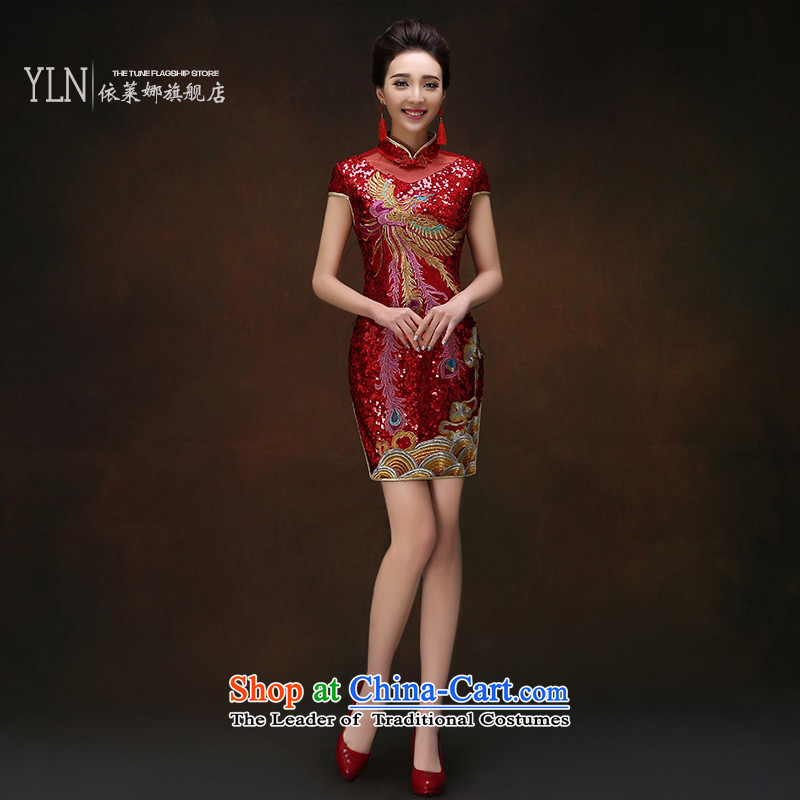 2015 Autumn and winter new marriages bows to red short of qipao lace on chip Sau San cheongsam dress according to the Swedish female M ( , , , ) YILAINA shopping on the Internet