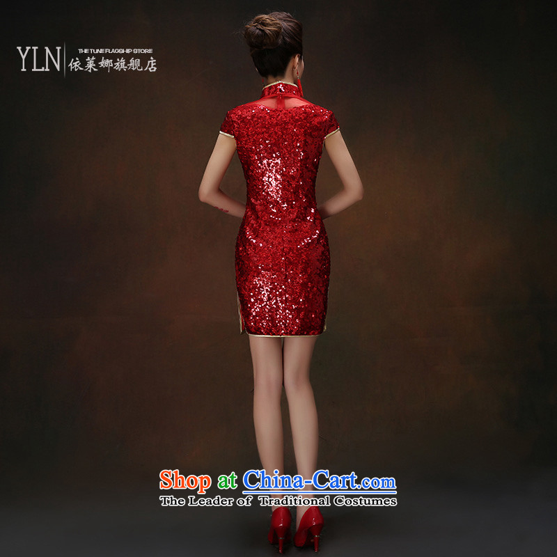 2015 Autumn and winter new marriages bows to red short of qipao lace on chip Sau San cheongsam dress according to the Swedish female M ( , , , ) YILAINA shopping on the Internet