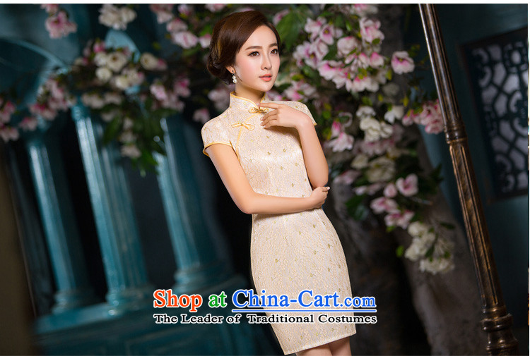 Time the new 2015 Syria qipao champagne color retro-day short skirts, improved qipao cheongsam dress video thin champagne color pictures, prices, XXL brand platters! The elections are supplied in the national character of distribution, so action, buy now enjoy more preferential! As soon as possible.