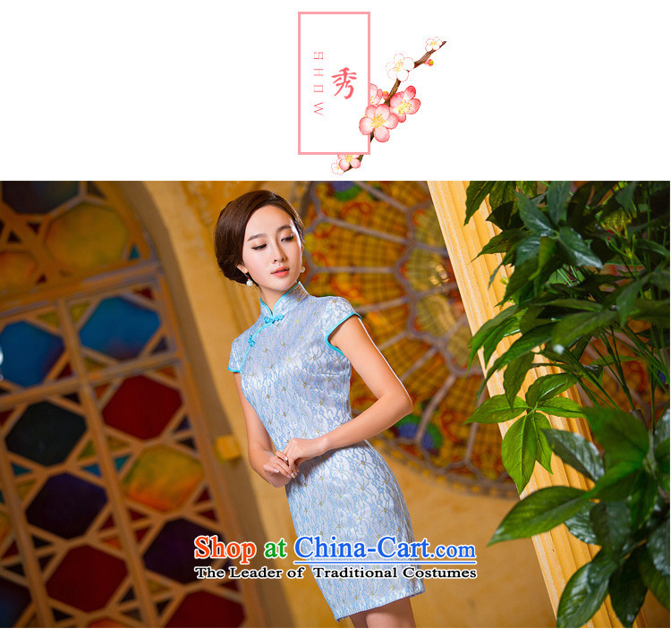 Time the new 2015 Syria qipao light blue retro-to-day short skirts, improved qipao cheongsam dress video thin light blue L picture, prices, brand platters! The elections are supplied in the national character of distribution, so action, buy now enjoy more preferential! As soon as possible.