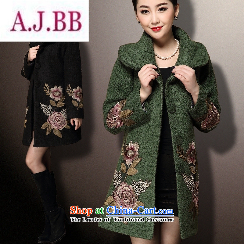 Ms Rebecca Pun and fashion boutiques in 2015 autumn and winter load mother older temperament upscale Cashmere wool coat in the medium to long term, so larger thick black girl XXXL,A.J.BB,,, windbreaker shopping on the Internet
