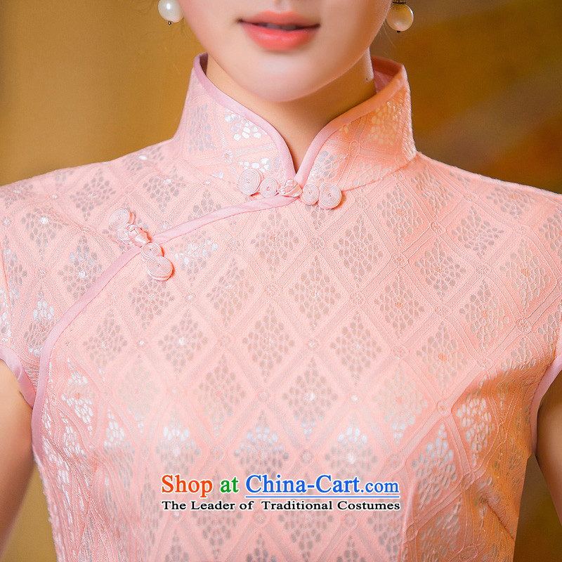 Time the new 2015 qipao Syrian bare pink retro-day short skirts, improved qipao cheongsam dress video thin bare pink M Time Syrian shopping on the Internet has been pressed.