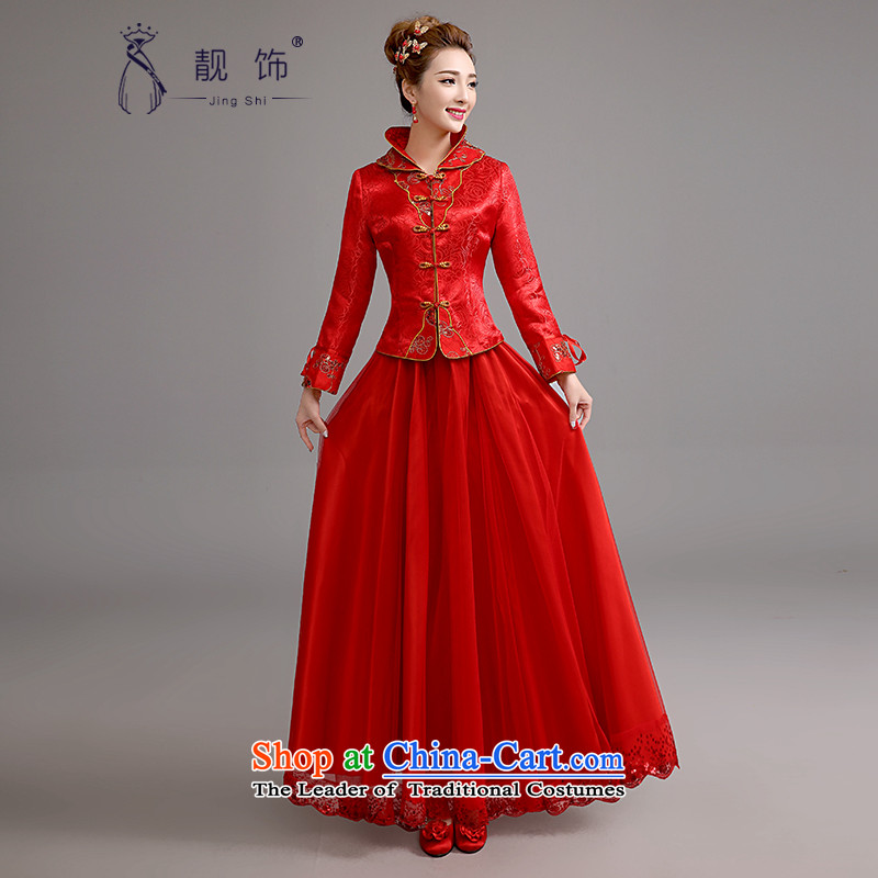 The new 2015 International Friendship cheongsam long red winter Bridal Suite of nostalgia for the long-sleeved clothing red qipao bows? L