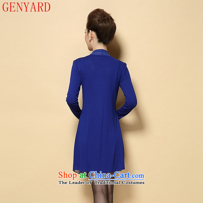 The fall of new, GENYARD2015 elderly mother with embroidered large temperament code Sau San leave two kits dresses 2068 BLUE ROSE 4XL,GENYARD,,, shopping on the Internet