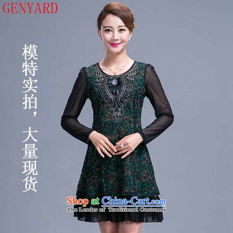 In the number of older women's GENYARD large middle-aged moms with autumn replacing dresses in the long years of long-sleeved red L,GENYARD,,, 40-50 shopping on the Internet
