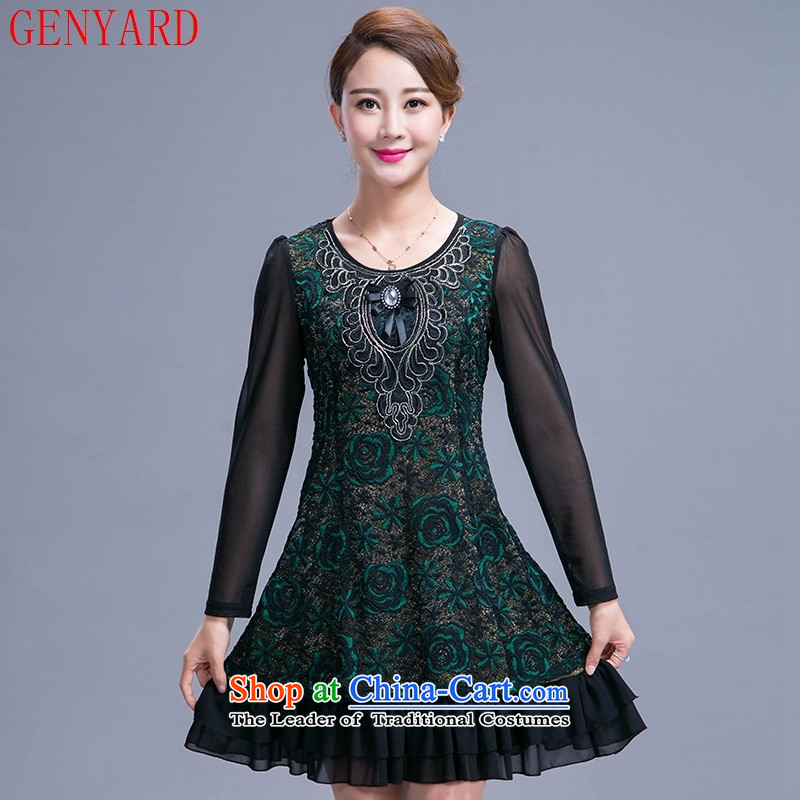 In the number of older women's GENYARD large middle-aged moms with autumn replacing dresses in the long years of long-sleeved red L,GENYARD,,, 40-50 shopping on the Internet
