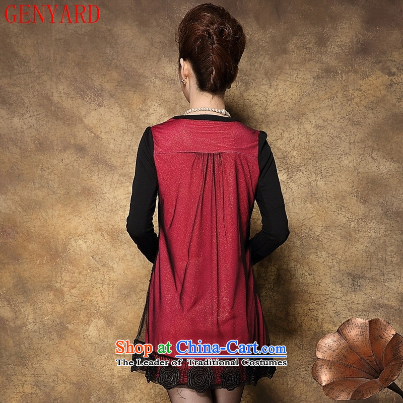 Load New GENYARD2015 autumn in both the mother of Korean version stamp in Sau San video thin Ms. Older long-sleeved dresses red 4XL,GENYARD,,, shopping on the Internet