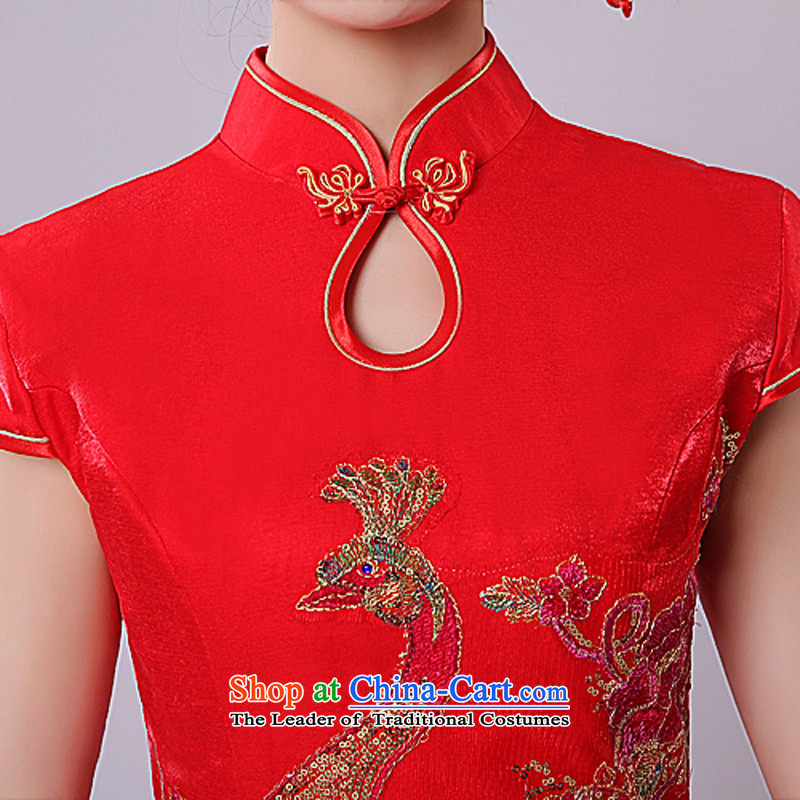 2015 New Long bows services qipao retro crowsfoot wedding dress red cheongsam dress according to the Swedish Red, L (YILAINA) , , , shopping on the Internet
