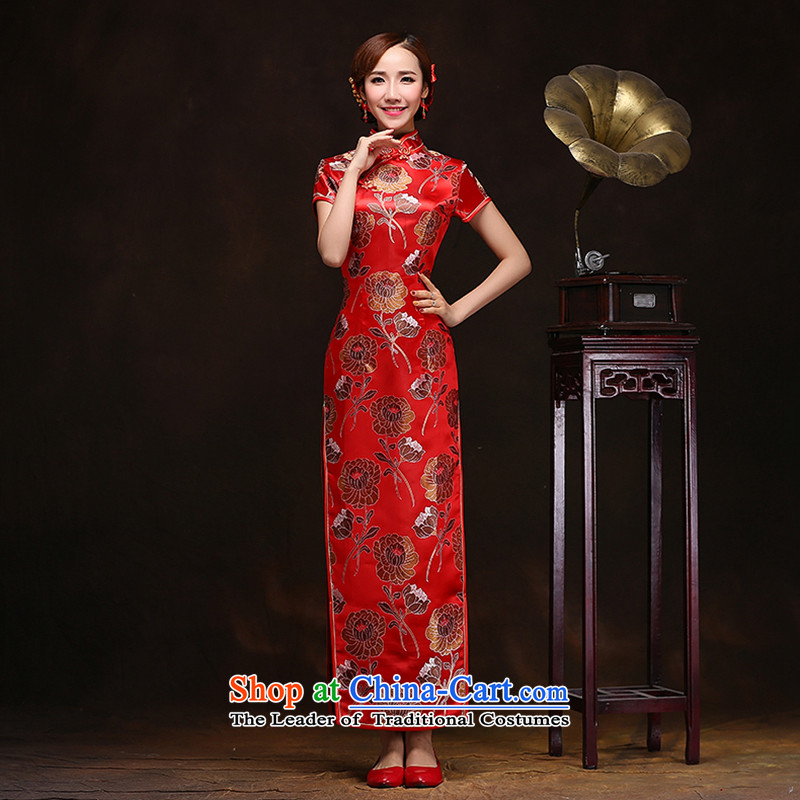 2015 New Chinese style wedding marriages bows service long thin dress etiquette video short-sleeved red spring red , L, in accordance with the cheongsam Lena (YILAINA) , , , shopping on the Internet