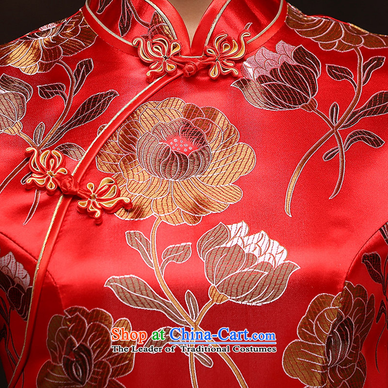 2015 New Chinese style wedding marriages bows service long thin dress etiquette video short-sleeved red spring red , L, in accordance with the cheongsam Lena (YILAINA) , , , shopping on the Internet