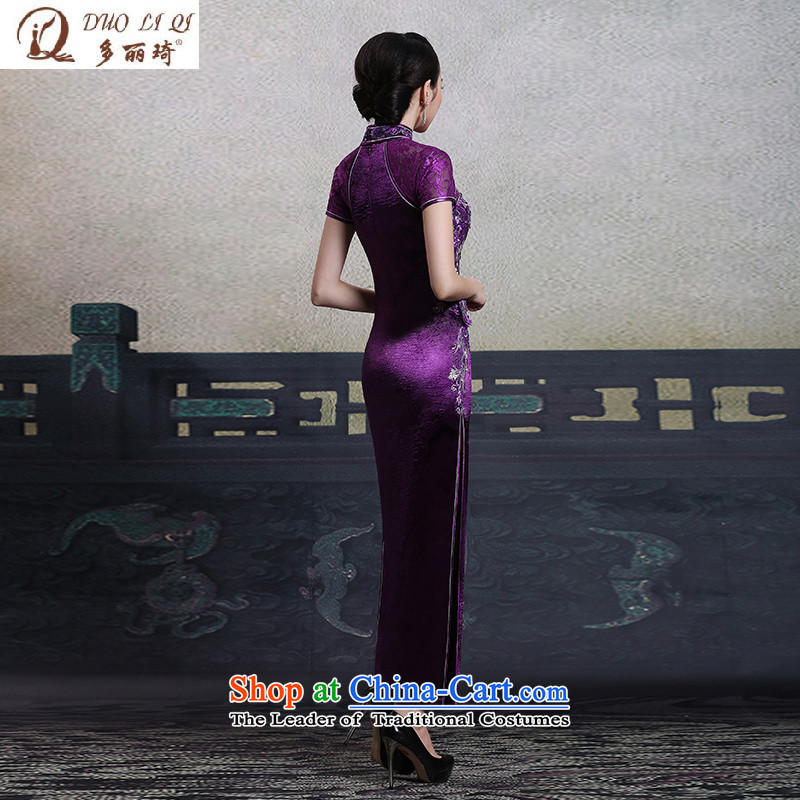 Doris Qi autumn) Improved purple long qipao fashion show, replace 1025 purple M, Mother Doris Qi (doris dress) , , , shopping on the Internet