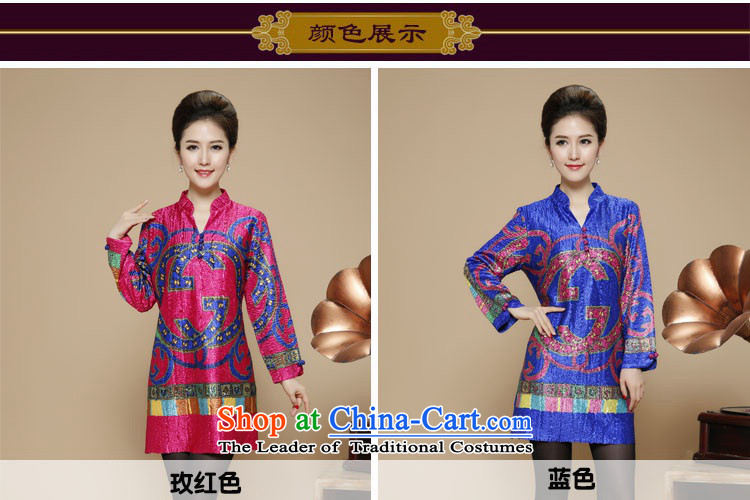 2015 Autumn and Winter, silk linen in long sleeve and dresses in Tang Dynasty older retro Embroidery Stamp skirt middle-aged ladies minimalist wild skirt the red XXL picture, prices, brand platters! The elections are supplied in the national character of distribution, so action, buy now enjoy more preferential! As soon as possible.