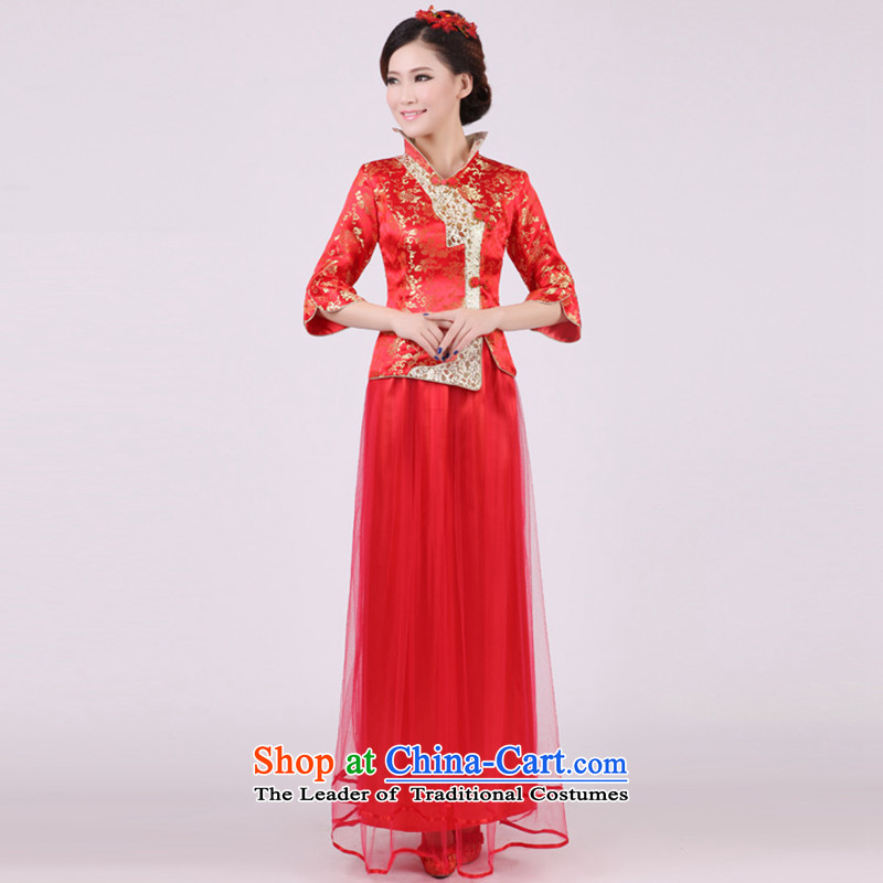 Chinese wedding dress 2015 new winter clothing 7 cuff marriage cheongsam red crowsfoot bride services stylish style 3 followed by M Lena (YILAINA) , , , shopping on the Internet