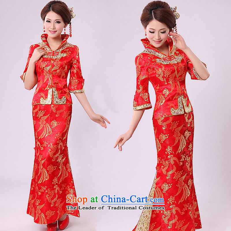 Chinese wedding dress 2015 new winter clothing 7 cuff marriage cheongsam red crowsfoot bride services stylish style 3 followed by M Lena (YILAINA) , , , shopping on the Internet
