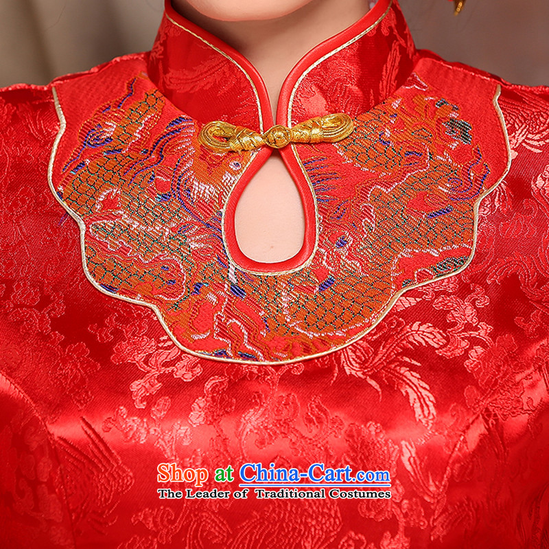 The new 2015 qipao Fall/Winter Collections bride bows to Chinese cheongsam wedding dresses retro long red Soo Wo Service dress and ornaments in M, + Lena (YILAINA) , , , shopping on the Internet