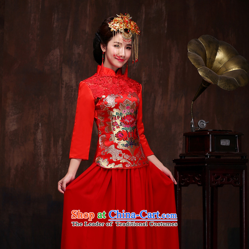 Sau Wo Service 2015 new long wedding dress red Chinese dragon and the use of modern bride services cheongsam dress suit Female bows and ornaments in XL, + Lena (YILAINA) , , , shopping on the Internet
