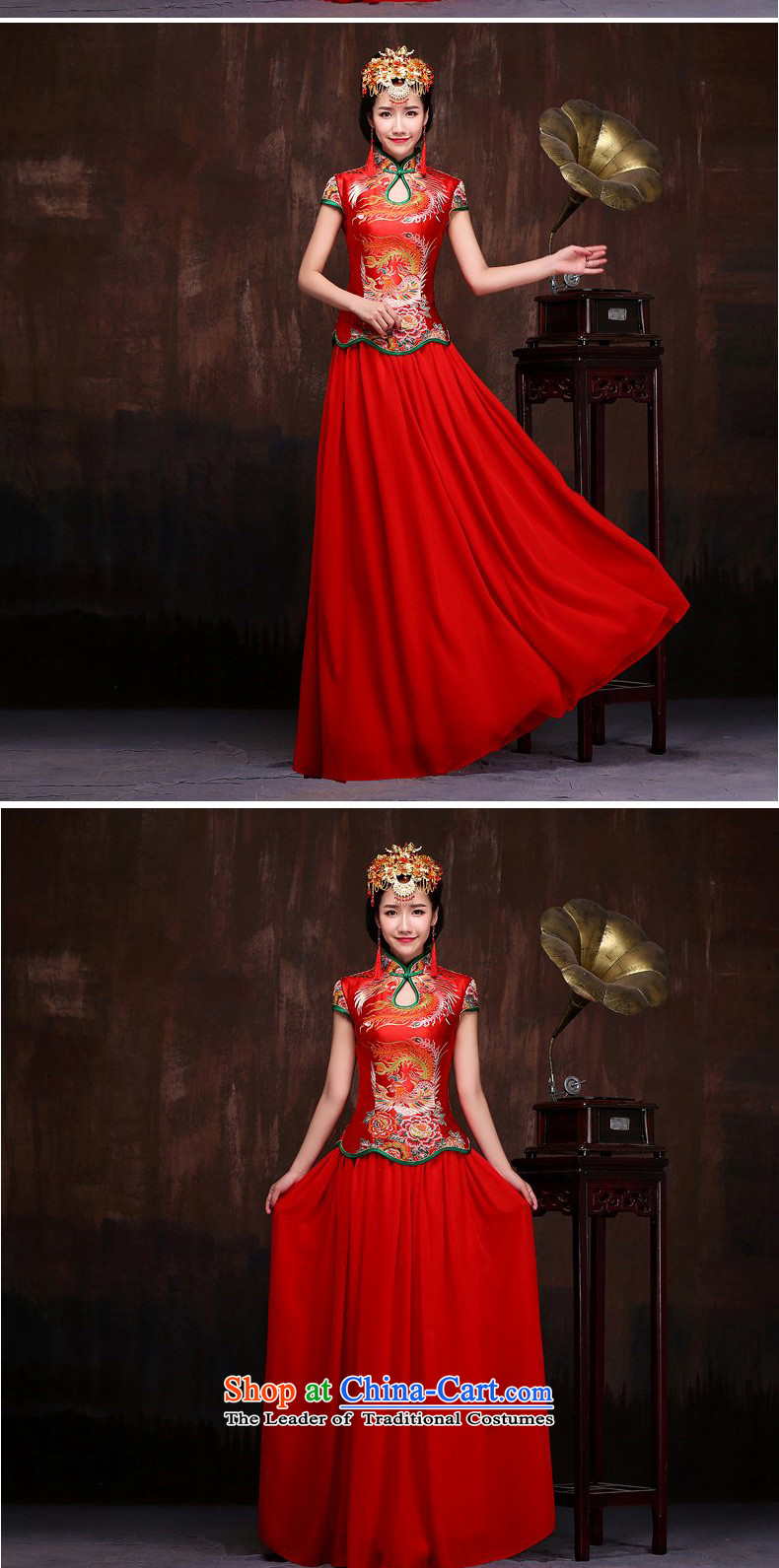 2015 new bride bows to the autumn and winter cheongsam Chinese long retro long qipao Sau San dress Soo-wo service long-sleeved female M picture, prices, brand platters! The elections are supplied in the national character of distribution, so action, buy now enjoy more preferential! As soon as possible.