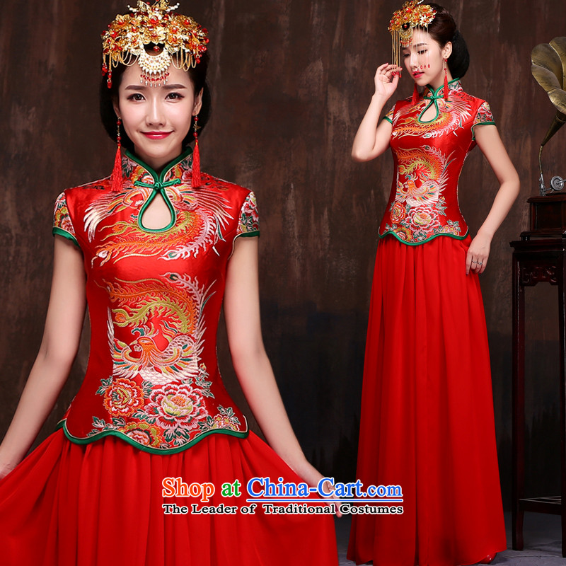 2015 new bride bows to the autumn and winter cheongsam Chinese long retro long qipao Sau San dress Soo-wo service long-sleeved M to female Lena (YILAINA) , , , shopping on the Internet