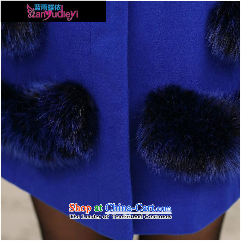 September Girl Store * apparel new products with mother? In gross jacket long in autumn and winter coats of older gross?? for sub-Nagymaros Fur Blue Sapphire Blue rain butterfly to XL, , , , shopping on the Internet