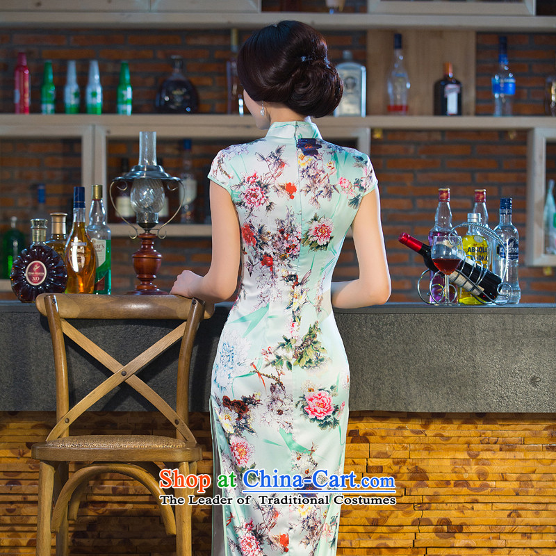 Syria retro Sau San spring and autumn time improved graphics and slender of daily cheongsam dress 2015 new large yard long qipao picture color XXL, time Syrian shopping on the Internet has been pressed.