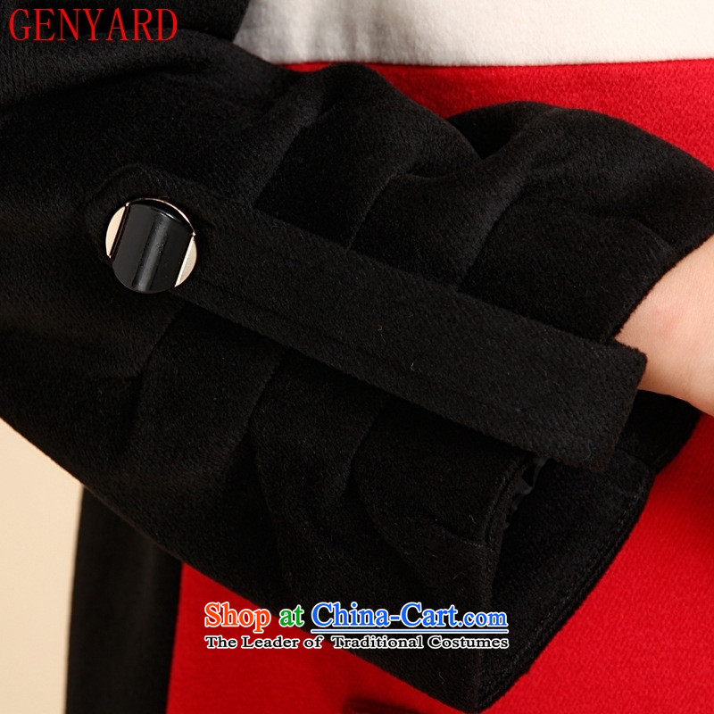 In the spring of the new GENYARD Older Women's cashmere overcoat spring loaded mother Lady black and red jacket XXL,GENYARD,,, shopping on the Internet