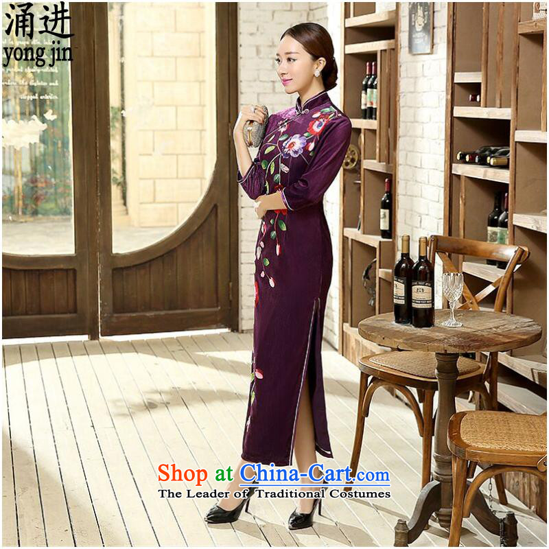 Ms. autumn and winter cheongsam Large Tang dynasty China wind wedding dress figure color into.... 2XL, shopping on the Internet