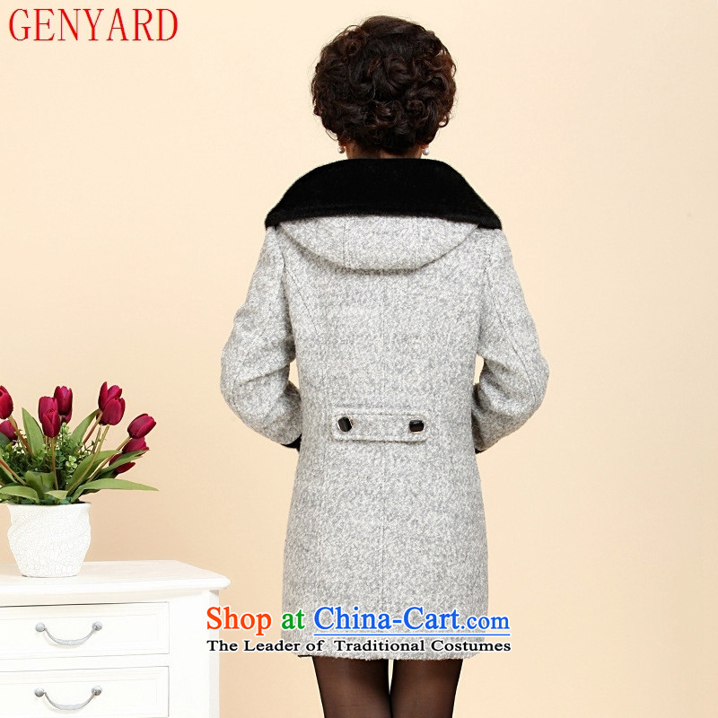 The new middle-aged clothing GENYARD2015 windbreaker winter clothing loose large middle-aged female cashmere elegant gray XXXL,GENYARD,,, shopping on the Internet
