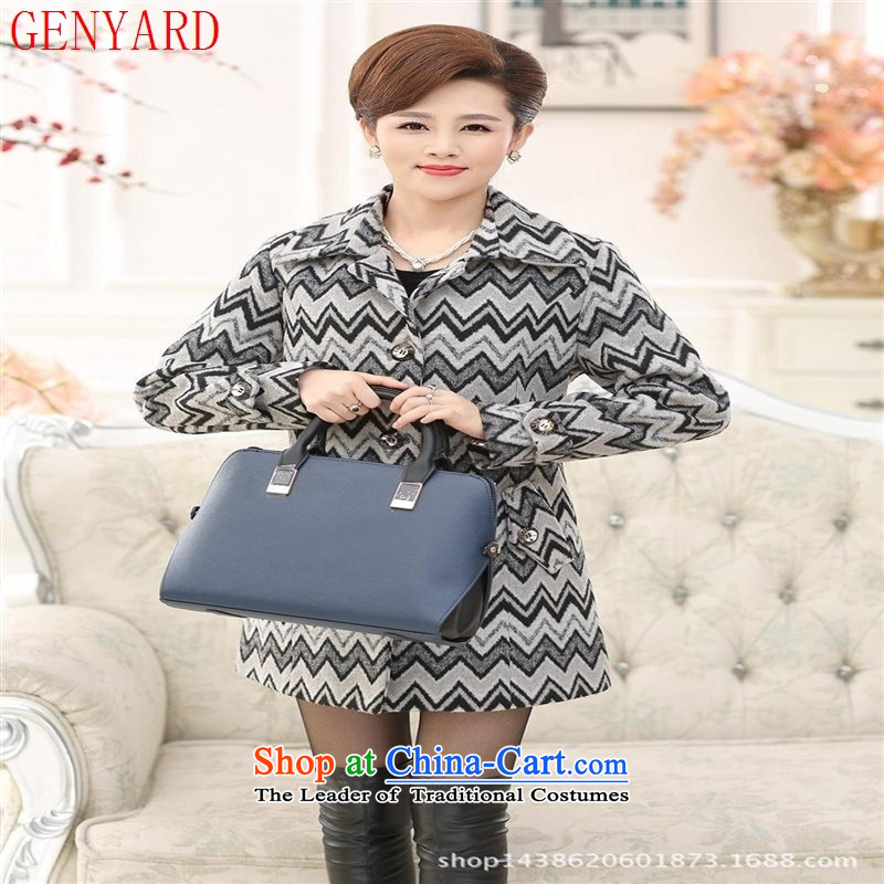 In the number of older women's GENYARD2015 gross winter coats? the new boxed Korean mother a wool coat lapel of long-sleeved sweater card their streaks XXXL,GENYARD,,, shopping on the Internet