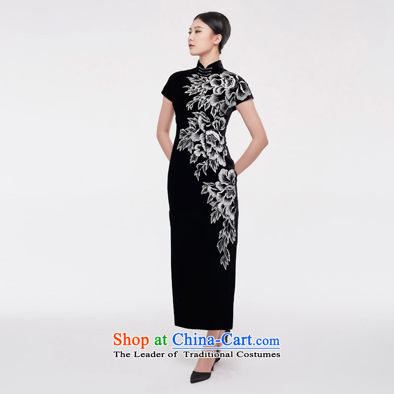 Wood, an improved retro qipao really female 2015 autumn and winter new Tang Long) scouring pads cheongsam dress MOM pack - 1 black Xxl(a), 0836 : a true , , , shopping on the Internet