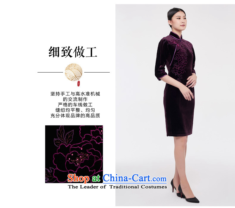 The seven wooden really cuff mother large load stretch of nostalgia for the improvement of qipao skirt female 2015 Winter New Tang dynasty 0821 16 purple M picture, prices, brand platters! The elections are supplied in the national character of distribution, so action, buy now enjoy more preferential! As soon as possible.
