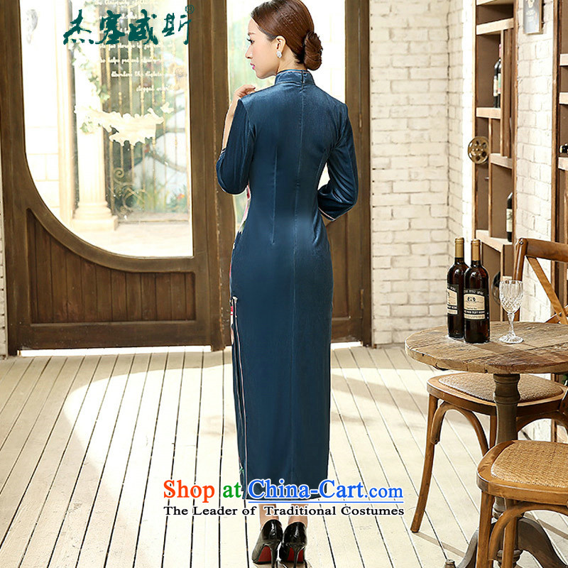 In the spring and autumn jie female Tang dynasty qipao positioning poster Stretch Wool collar manually Kim detained seven long-sleeved cheongsam dress female figure in Jericho, XXXL, shopping on the Internet has been pressed.