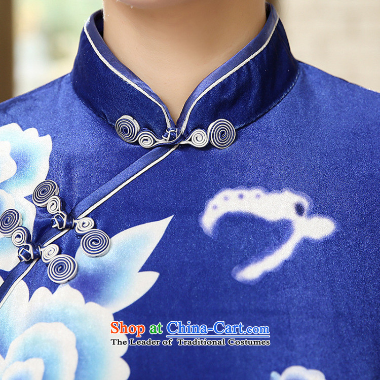 In the spring and autumn jie female Tang Dynasty Chinese cheongsam collar manually detained classical stretch of 7 gold velour long-sleeved cheongsam dress female blue XL Photo, prices, brand platters! The elections are supplied in the national character of distribution, so action, buy now enjoy more preferential! As soon as possible.