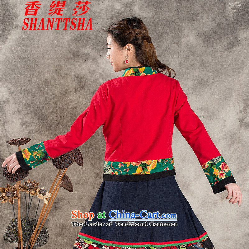 The Champs Elysees economy by 2015 the new nation Elizabeth wind female Chinese Antique jacket jacquard yarn-dyed fabric stitching China Wind Jacket RED M Heung-economy Lisa (SHANTTSHA) , , , shopping on the Internet