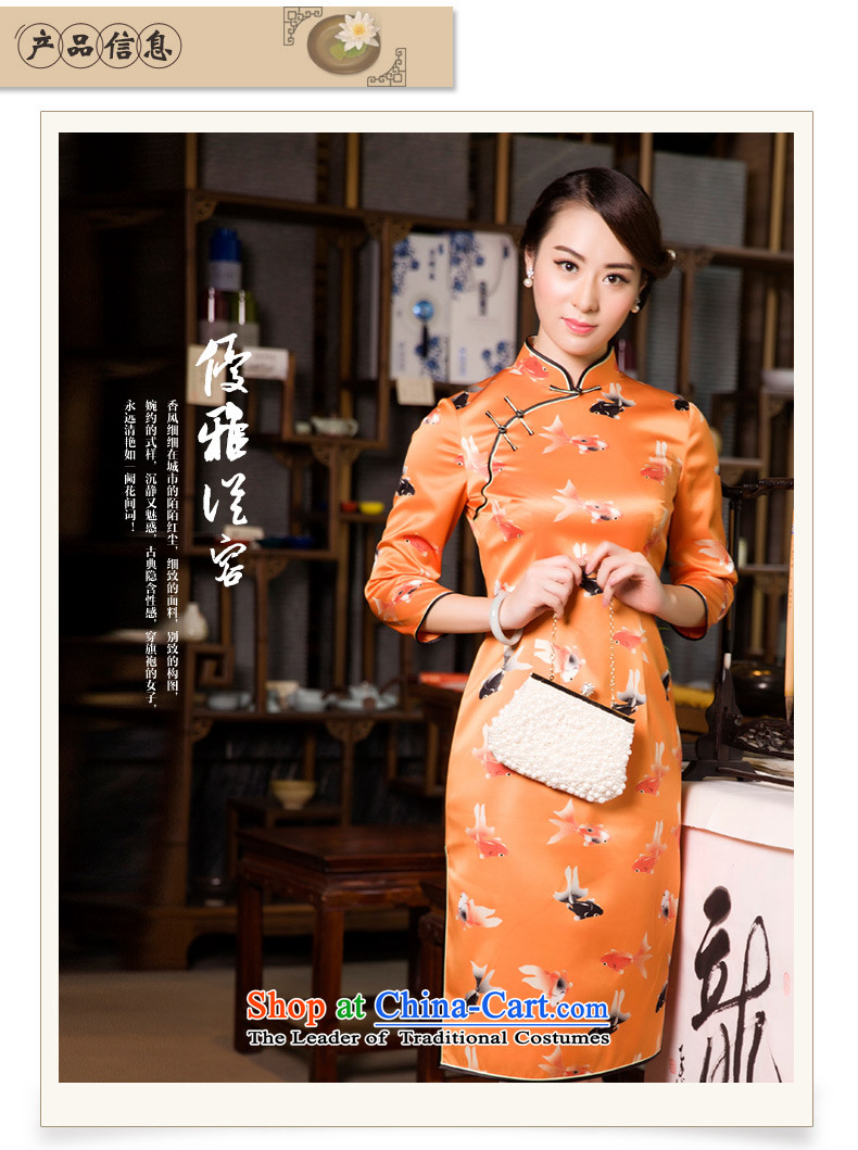 The Wu female red high-end Fall/Winter Collections of Silk Cheongsam 2015 new daily in the Sau San Long Seven-sleeved cheongsam dress orange S picture, prices, brand platters! The elections are supplied in the national character of distribution, so action, buy now enjoy more preferential! As soon as possible.