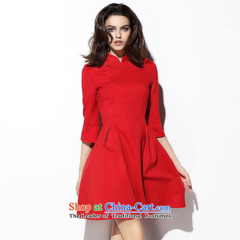 The main new) Autumn 2015 qipao disc detained stitching like Susy Nagle bon bon princess collar Sau San dresses red dress bows to red blue rain butterfly to XL, , , , shopping on the Internet