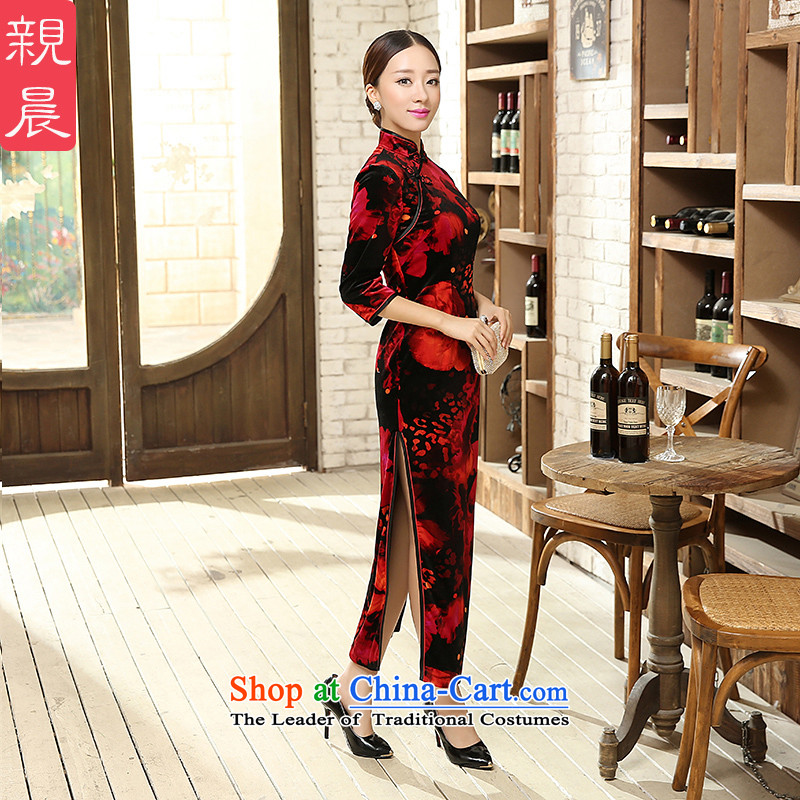 Stretch Wool qipao Kim Fall/Winter Collections daily stylish classic in Sau San improved long antique dresses large long -morning.... 3XL, shopping on the Internet