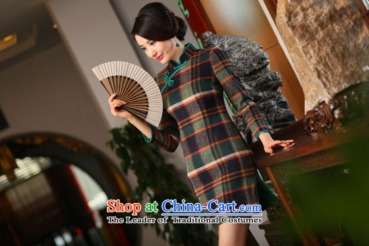 Floral autumn and winter new women's nine-sleeved qipao retro latticed gross grid style qipao? improved skirt figure color L picture, prices, brand platters! The elections are supplied in the national character of distribution, so action, buy now enjoy more preferential! As soon as possible.