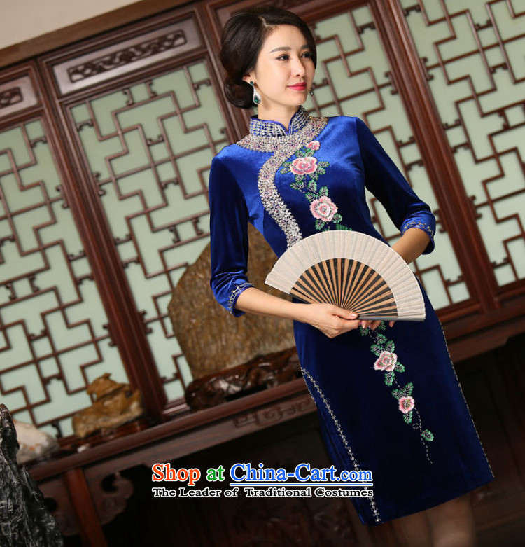 Floral autumn and winter new women's hand down the Pearl River Delta to improve Chinese qipao scouring pads in embroidery long cheongsam dress figure color pictures, prices, XL brand platters! The elections are supplied in the national character of distribution, so action, buy now enjoy more preferential! As soon as possible.