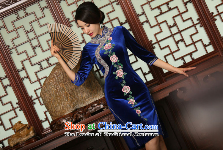 Floral autumn and winter new women's hand down the Pearl River Delta to improve Chinese qipao scouring pads in embroidery long cheongsam dress figure color pictures, prices, XL brand platters! The elections are supplied in the national character of distribution, so action, buy now enjoy more preferential! As soon as possible.