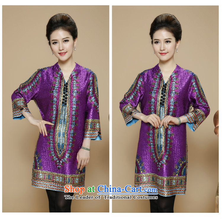 In 2015, Ms. autumn and winter long silk linen dresses in the folds of older ethnic Embroidery Stamp V-Neck 9 cuff skirts autumn and winter load mother beige XL Photo, prices, brand platters! The elections are supplied in the national character of distribution, so action, buy now enjoy more preferential! As soon as possible.