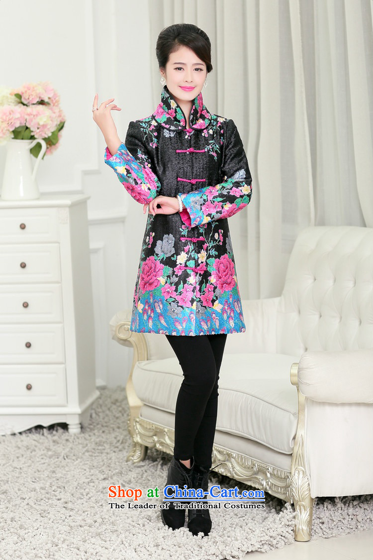 2015 Autumn and winter middle-aged ladies silk linen creases jacket coat collar in Sau San in older long Tang dynasty cotton coat of nostalgia for the Stamp Pack retro hair colors XXXXL mother picture, prices, brand platters! The elections are supplied in the national character of distribution, so action, buy now enjoy more preferential! As soon as possible.
